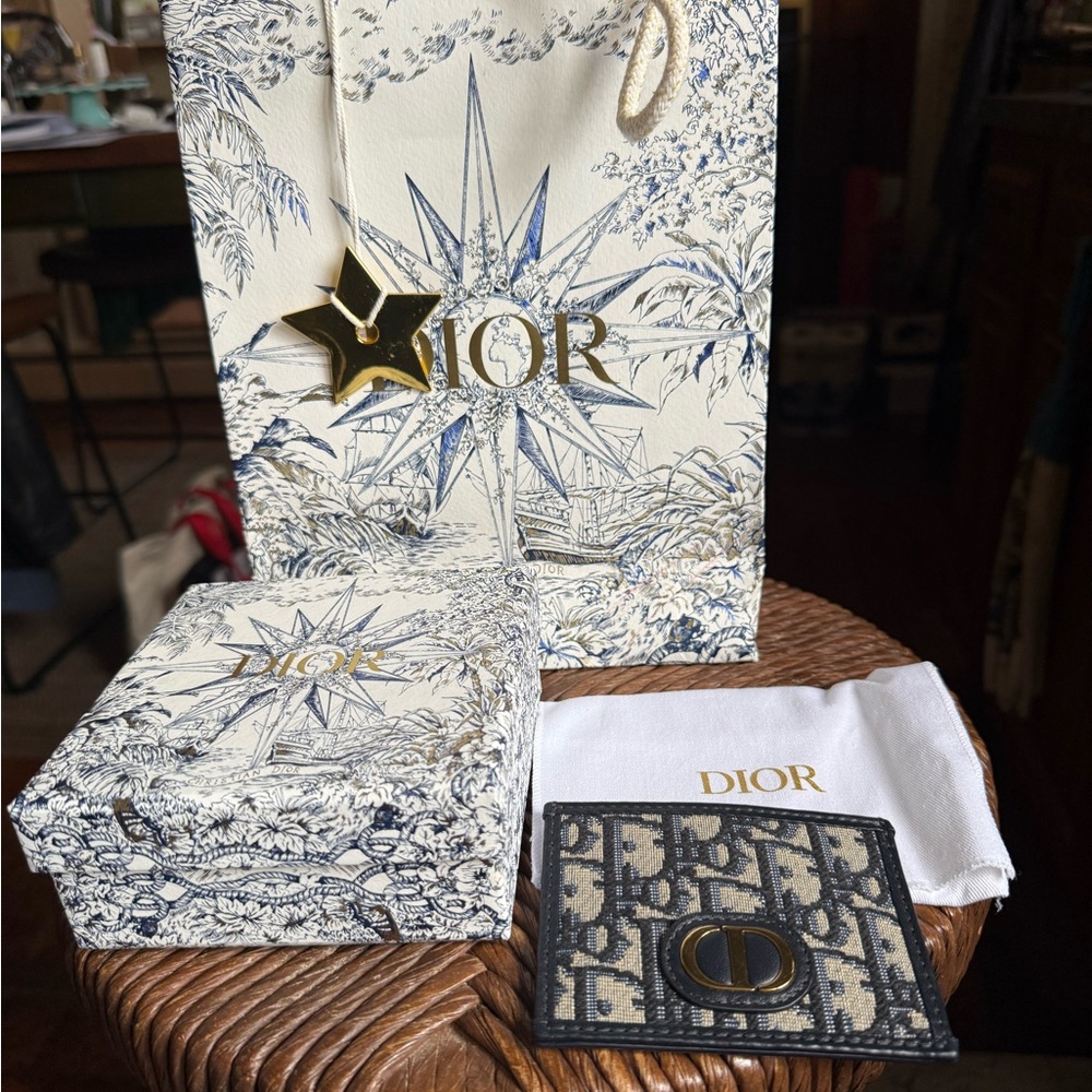 Dior Navy and Cream Card Holder